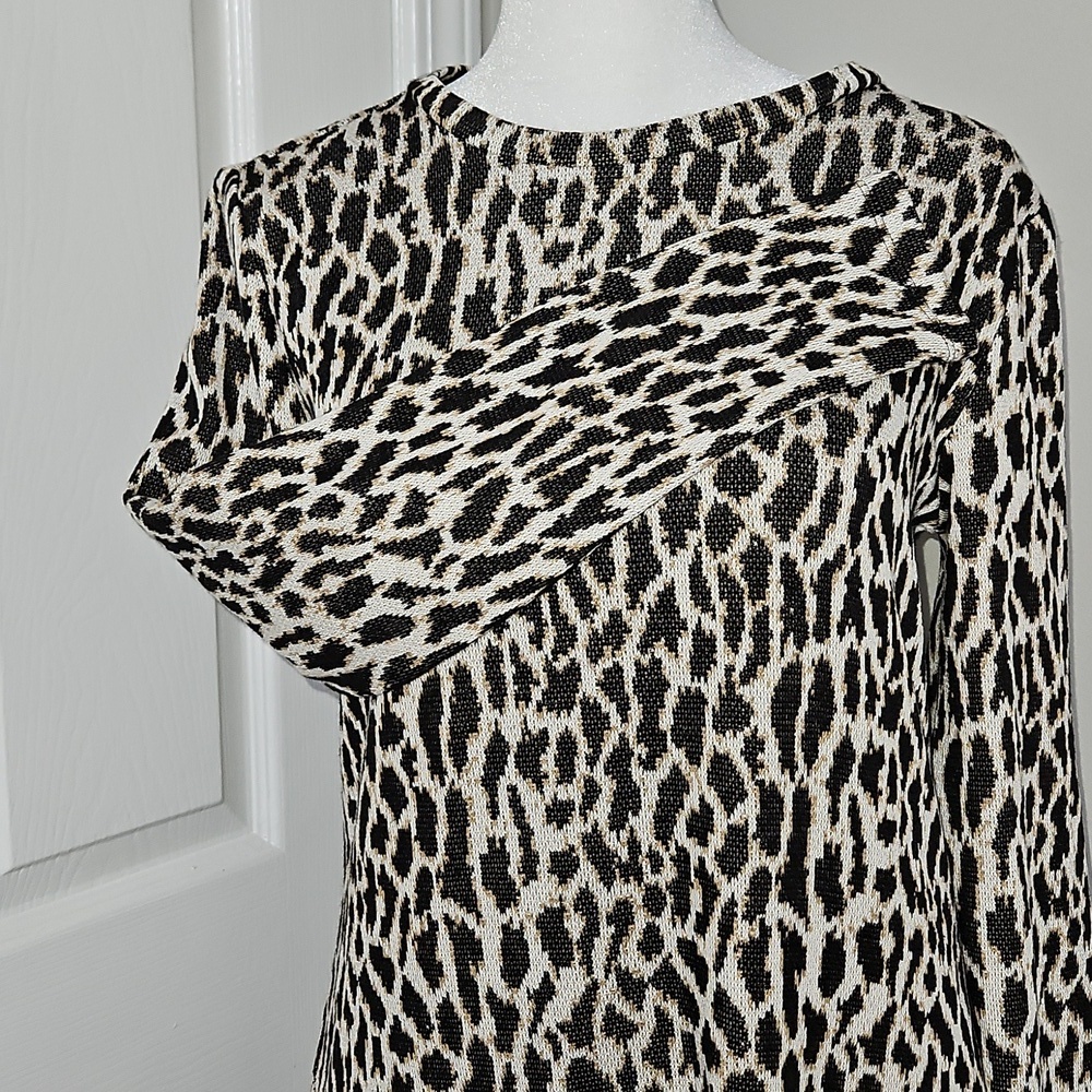 LOFT Petite Leopard Animal Print Long Sleeve Midi Sweater Dress MP Medium P - Picture 5 of 9